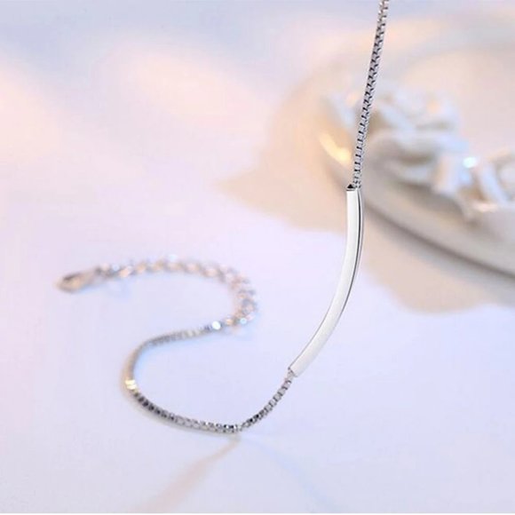 NEW 925 Sterling Silver Simple Bar Bracelet H - Picture 4 of 7